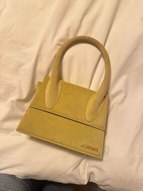 Jacquemus Small Yellow Suede Top-Handle Mini Bag